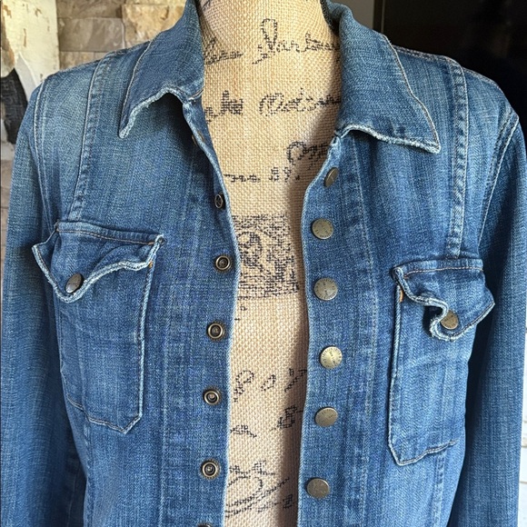 Current Elliott The Snap Jacket jean jacket cropped perfectly worn snap closure - Picture 2 of 16